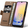 Husă pentru Samsung Galaxy A25 5G, ERBORD Glossy Litchi, portofel cu clapetă, maro
