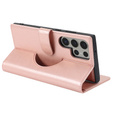 Husă cu clapetă pentru Samsung Galaxy S23 Ultra, portofel, pentru MagSafe, roz rose gold