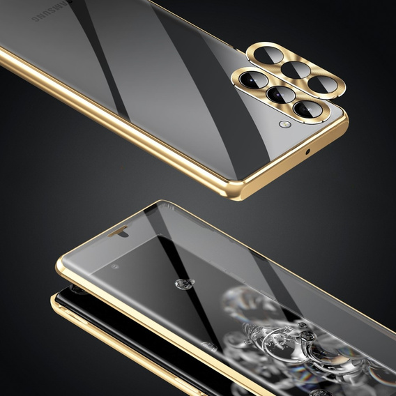 Husa pentru Samsung Galaxy S23, Magnetic Dual Glass, de aur