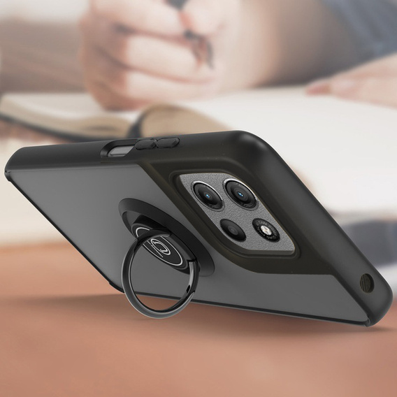 Husa pentru Motorola Moto G15 / Motorola Moto G15 Power, Frosted Ring, negru