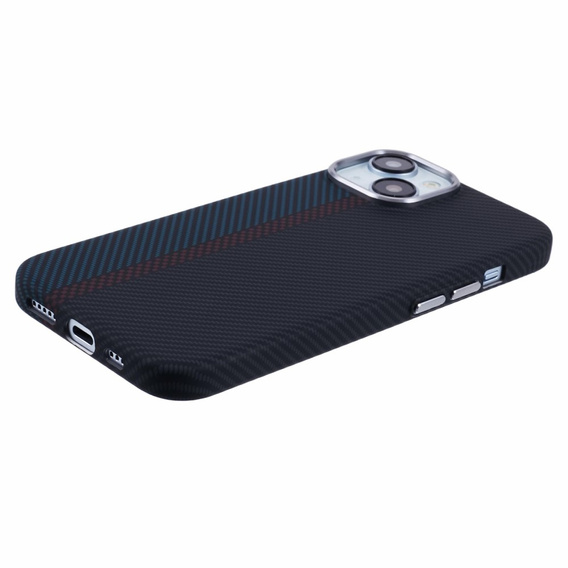 Carcasa pentru iPhone 15, Carbon Fiber MagSafe, negru / albastru