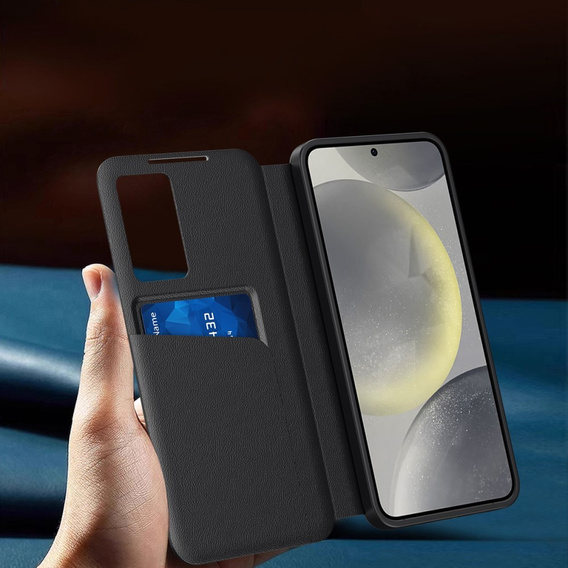 Husă cu clapetă pentru Samsung Galaxy S23 Ultra, Smart View Wallet, negru