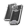 Husă pentru iPhone 13 Pro, R-JUST CamShield Slide, armată, de argint / negru