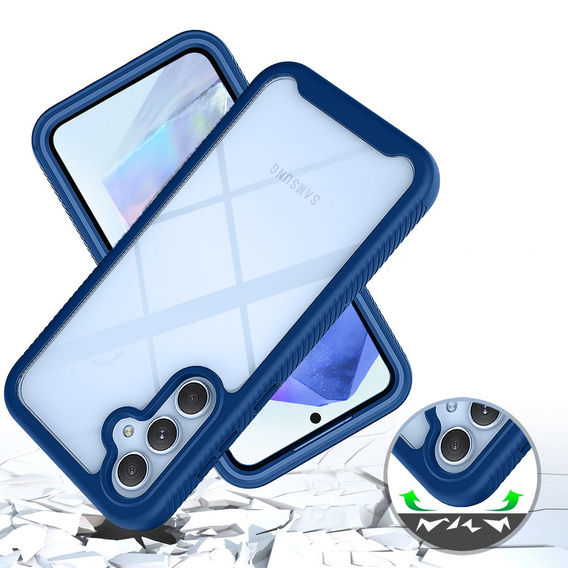Carcasă pentru Samsung Galaxy A55 5G, Shockproof, cu folie, albastru