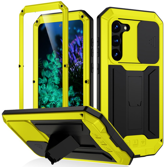 Husă blindată pentru Samsung Galaxy S23 Plus, R-JUST CamShield Slide, galben
