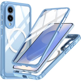 Husă pentru Samsung Galaxy S25 Edge, Shockproof, cu sticlă, pentru MagSafe, albastru