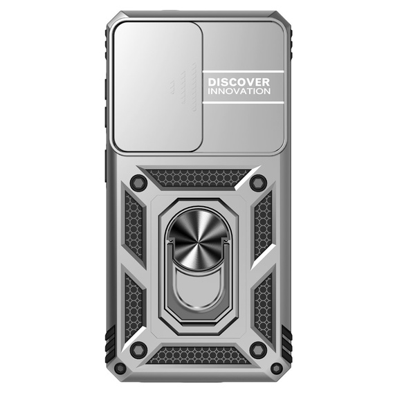 Carcasă blindată cu suport și capac pentru lentilă pentru Samsung Galaxy S26, argintiu