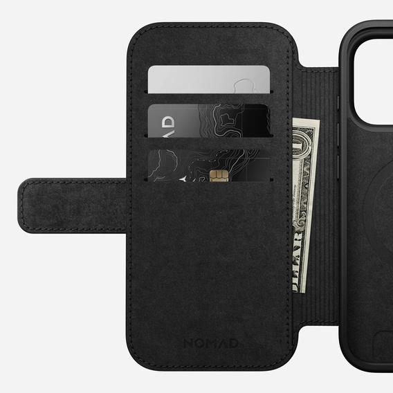 Husă Nomad pentru iPhone 17 Pro, Modern Leather Folio, negru