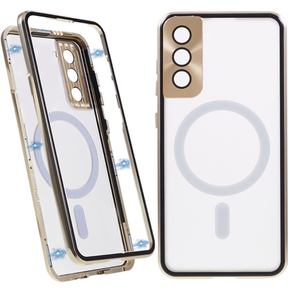 Carcasa Magnetic Dual Glass MagSafe pentru Samsung Galaxy S21+ Plus, de aur