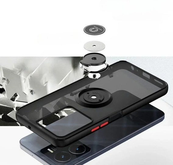 Husa pentru Motorola Moto E14, Frosted Ring, negru