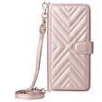 Carcasă cu clapetă pentru Realme 14 Pro+ 5G, Crossbody Leather Wallet, roz rose gold