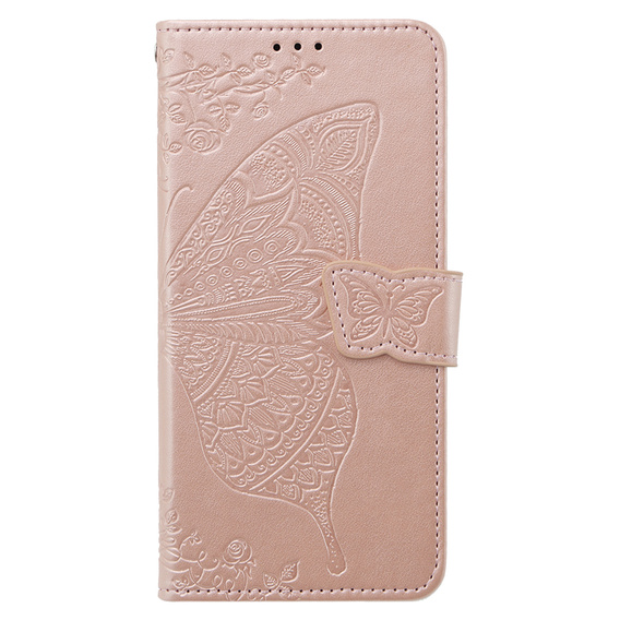 Cu clapetă pentru Samsung Galaxy M34 5G, Butterfly, roz rose gold