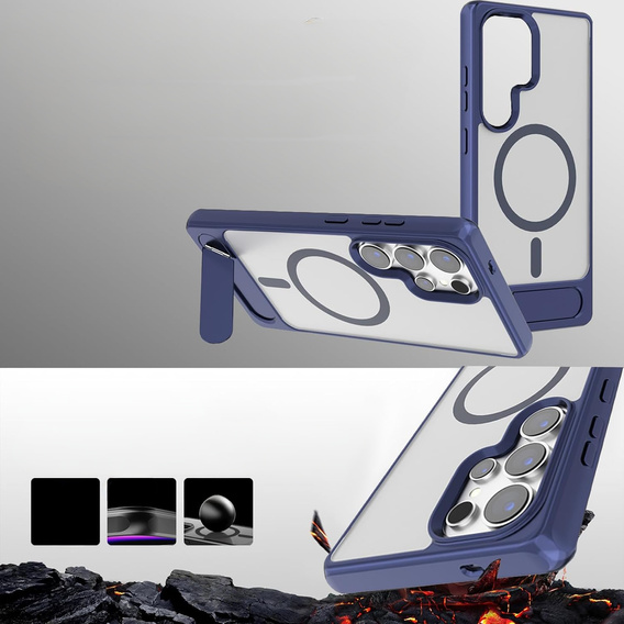 Husă pentru Samsung Galaxy S25 Ultra, Kickstand Matt Case, pentru MagSafe, albastru închis
