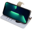 Carcasă flip pentru iPhone 15 Pro, Wallet Zipper Pocket, cu oglindă, albastru