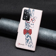 Cu clapetă pentru OPPO A57 / A57s, Wallet, giraffe, roz