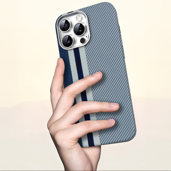 Carcasa pentru iPhone 16 Pro Max, Carbon Fiber MagSafe, albastru