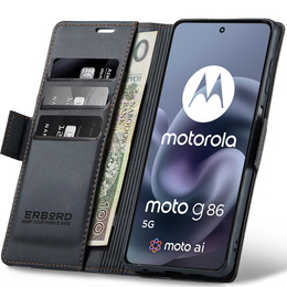 ERBORD Portofel Litchi lucios cu clapetă pentru Motorola Moto G86 5G / G86 Power 5G