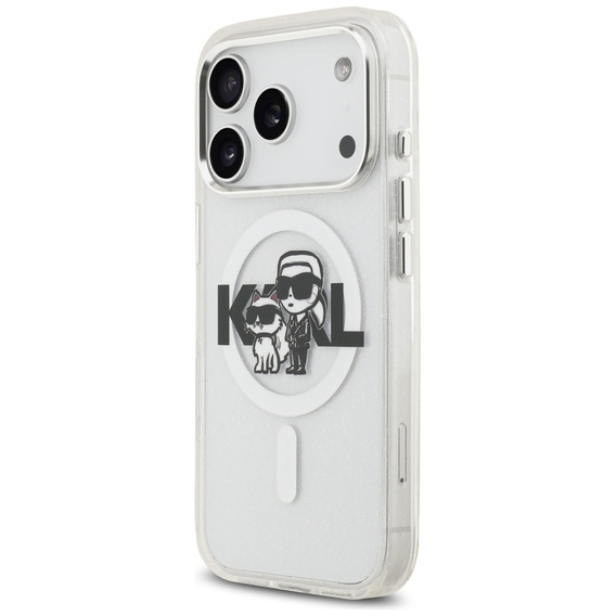Husă Karl Lagerfeld IML Glitter Karl și Choupette MagSafe pentru iPhone 17 Pro