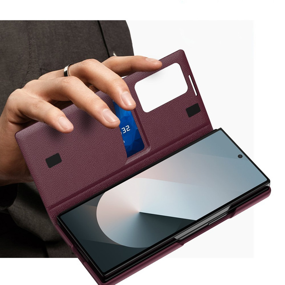 Husă cu clapetă pentru Samsung Z Fold5 5G, Smart View Wallet, maroon