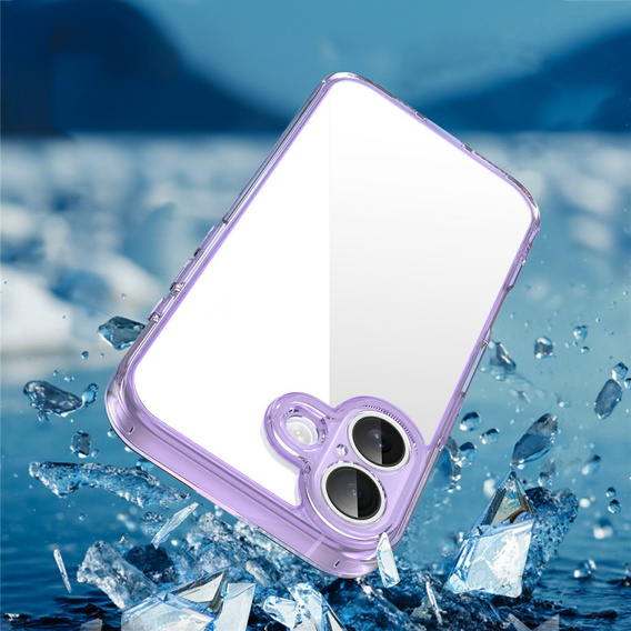Husă pentru iPhone 17, cu capac pentru cameră, transparentă cu laturi mov