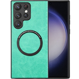 Huse pentru Samsung Galaxy S23 Ultra, Leather Hybrid MagSafe, verde