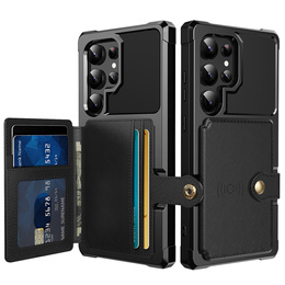 Husa pentru Samsung Galaxy S25 Ultra, Card Holder Kickstand, negru