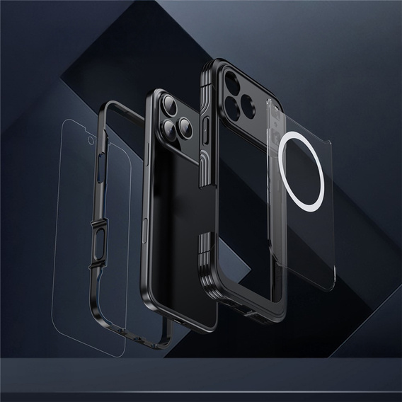 Carcasă rezistentă la șocuri cu sticlă pentru MagSafe pentru iPhone 17 Pro Max