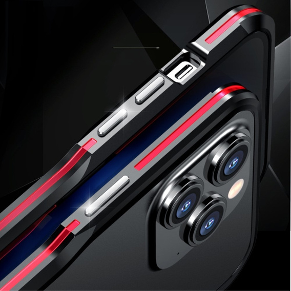 Husa LUPHIE pentru iPhone 15 Pro, Armor Bumper, negru / roșu