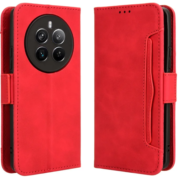 Cu clapetă pentru Realme 12 Pro 5G / 12 Pro+ 5G, Card Slot, roșu