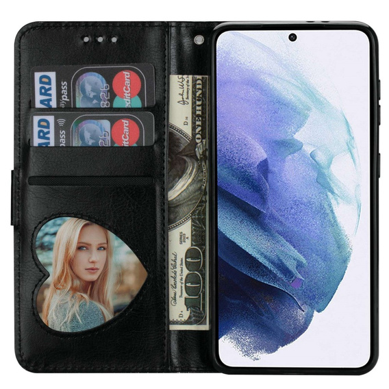 Cu clapetă pentru Samsung Galaxy S24 Ultra, Wallet Zipper Pocket Glittery, negru
