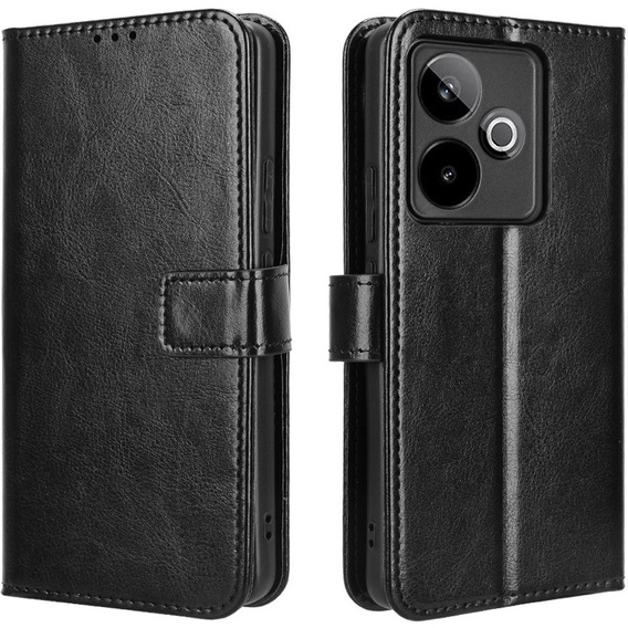 Cu clapetă pentru Realme GT 7 / 7T, Crazy Horse Wallet, negru