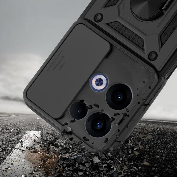 Husă blindată pentru Oppo Reno 13, CamShield Slide, negru
