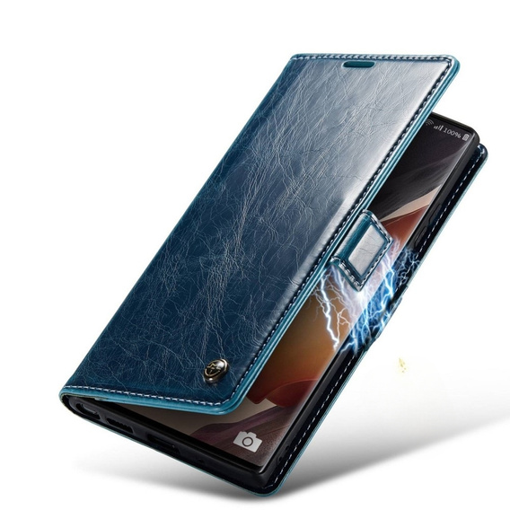 Carcasă flip CASEME pentru Samsung Galaxy Note 20 Ultra, Waxy Textured, albastru
