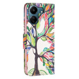 Cu clapetă pentru Xiaomi Redmi 13C / Poco C65, Wallet, tree of life, alb