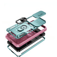 Husă blindată pentru Samsung Galaxy S24+ Plus, CamShield Slide, verde / roz