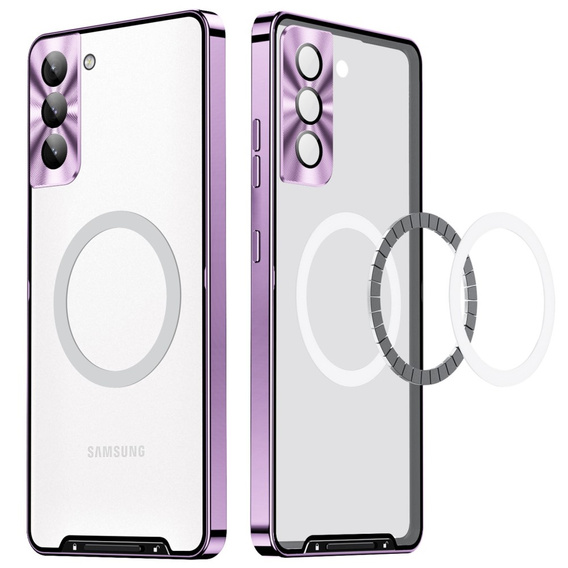 Carcasă de protecție pentru camera foto pentru Samsung Galaxy S21 FE 5G, CamShield MagSafe, transparent / violet