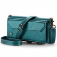 Husă CASEME pentru Samsung Galaxy S24 FE, RFID Leather Wallet, cu curea de umăr, verde