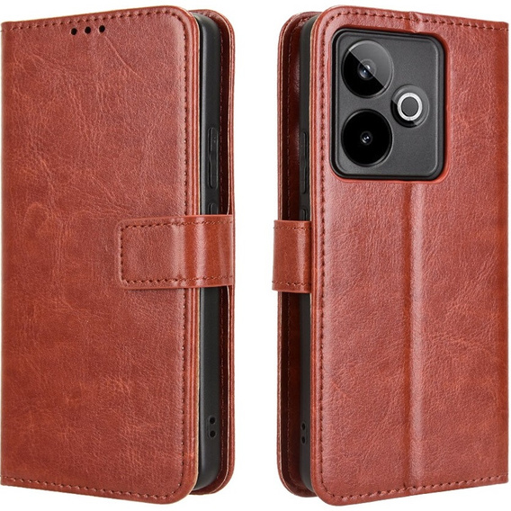 Cu clapetă pentru Realme GT 7 / 7T, Crazy Horse Wallet, maro