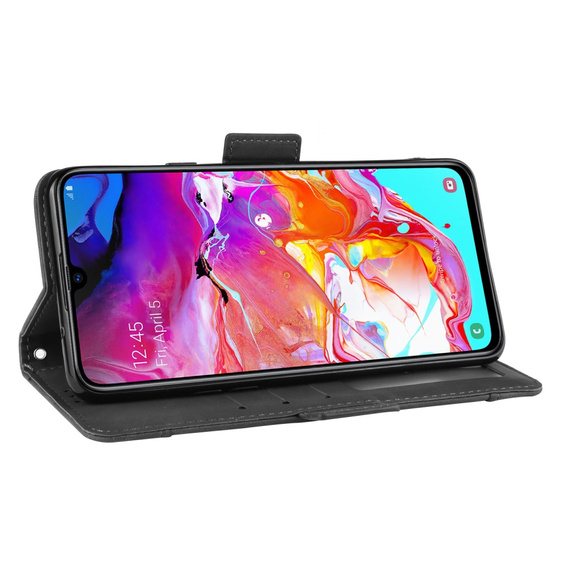 Cu clapetă pentru Samsung Galaxy A20s, Card Slot, negru