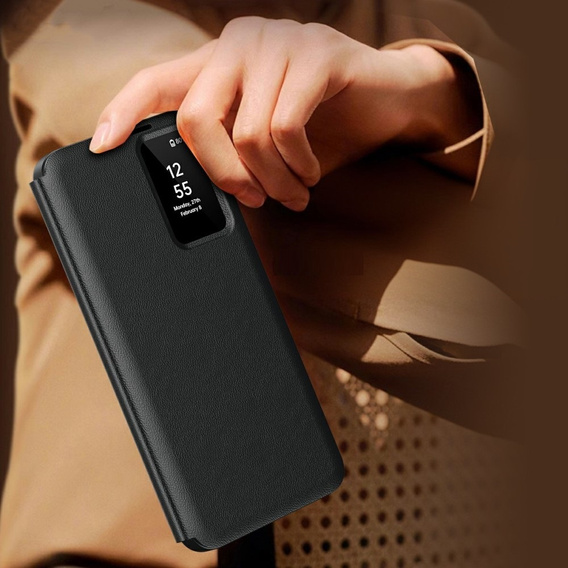 Husă cu clapetă pentru Samsung Galaxy S25 Edge, Smart View Wallet, negru