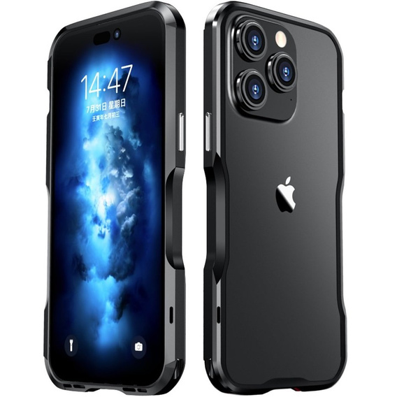 Husa LUPHIE pentru iPhone 14 Pro, Armor Bumper, negru