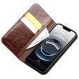 Carcasa flip pentru Iphone 16E, QIALINO Leather Wallet, maro
