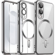 Husă pentru Samsung Galaxy S25 Edge, Electro MagSafe, de argint + Sticlă pentru ecran