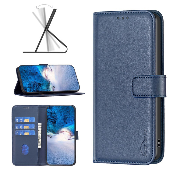 Husa cu clapetă pentru Xiaomi Redmi Note 13 Pro 4G / Xiaomi Redmi Note 14S / Xiaomi Poco M6 Pro 4G, BINFEN Wallet, albastru
