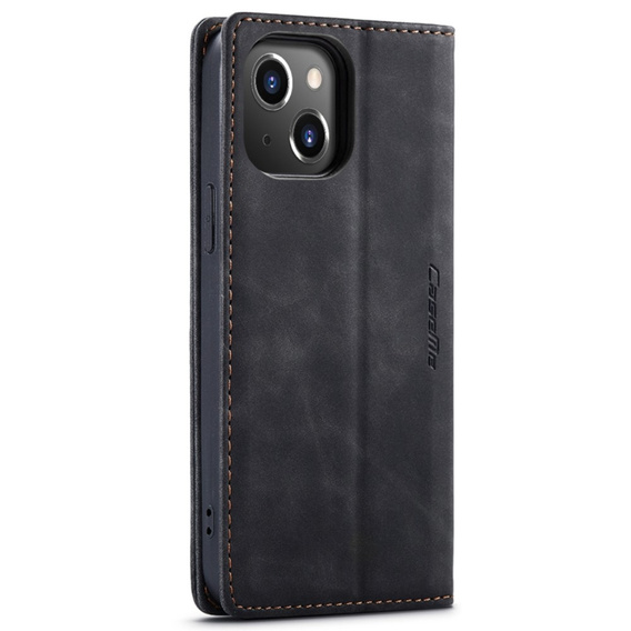 Husa CASEME pentru iPhone 14, Leather Wallet Case, negru