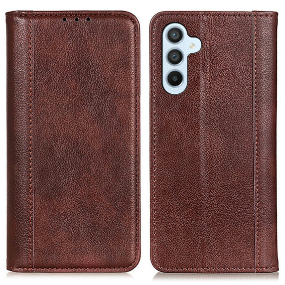 Huse pentru Samsung Galaxy A56, Wallet Litchi Leather, maro