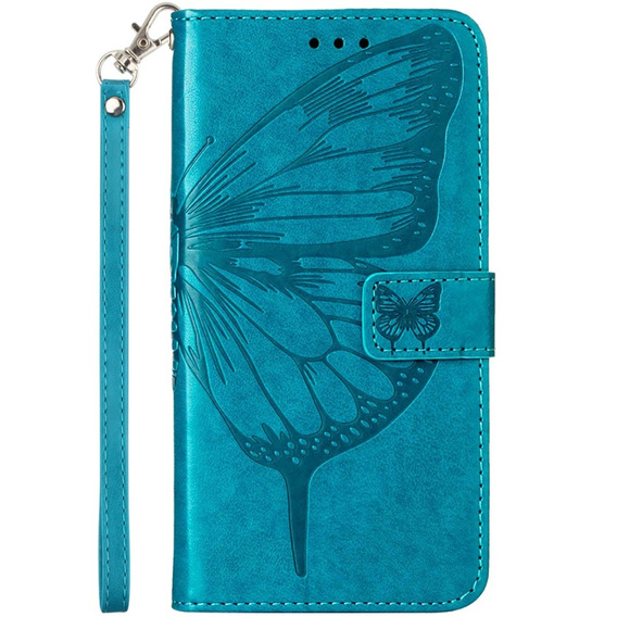 Cu clapetă pentru Realme 12 Pro 5G, Butterfly, albastru