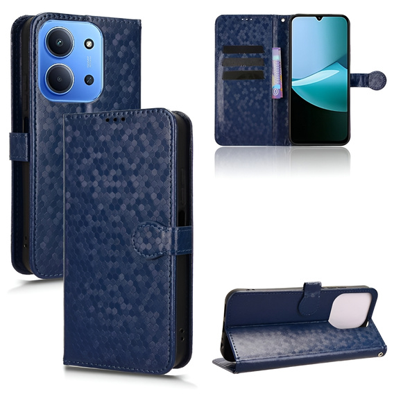 Husa cu clapetă pentru Xiaomi Redmi 15C 4G/LTE, Wallet Rhombus, albastru