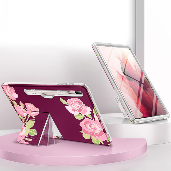 Huse pentru Samsung Galaxy Tab S7 FE, Suritch Full Body Marble, maroon