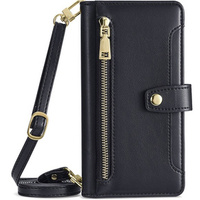 Cu clapetă pentru iPhone 14 Pro, Wallet Zipper Pocket, negru